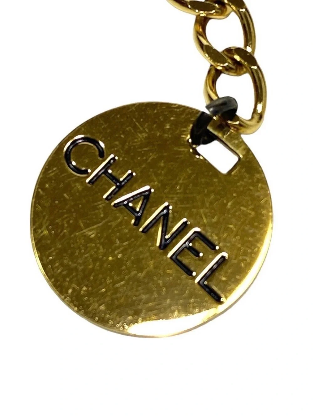 Authentic Vintage CHANEL Gold Chain CHANEL PARIS Medallion Bag Charm Keychain